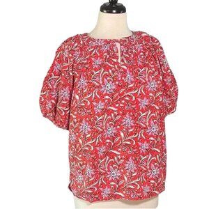 LOFT Red Floral Blouse
